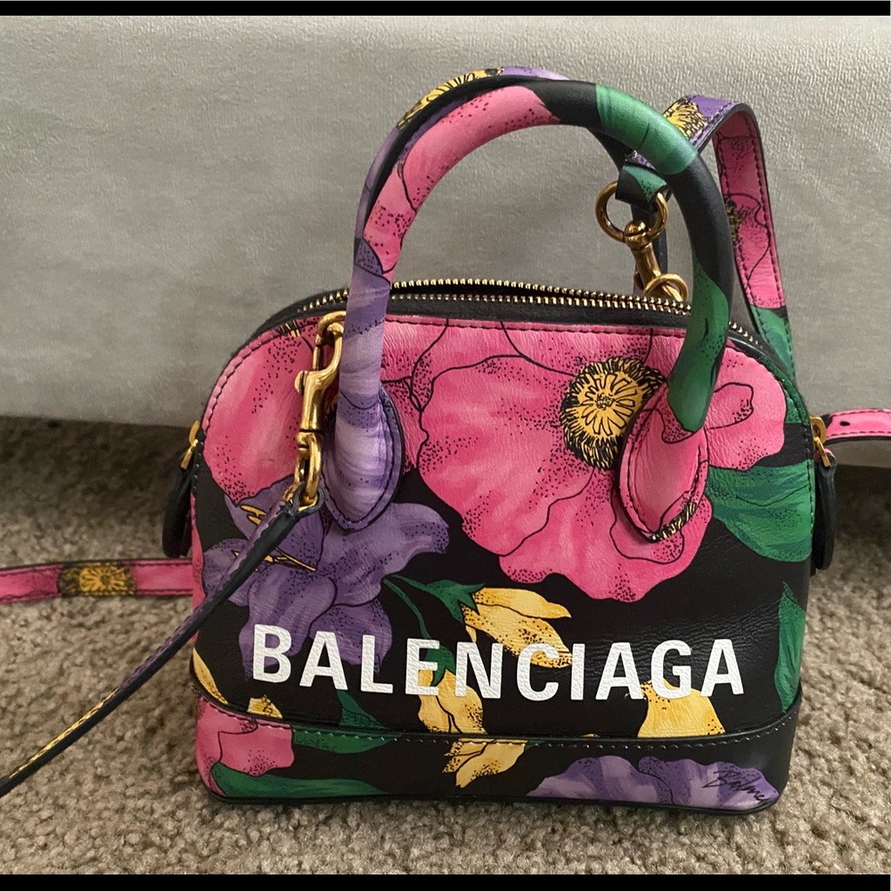 Balenciaga XXS Floral Print Top Handle Bag W strap